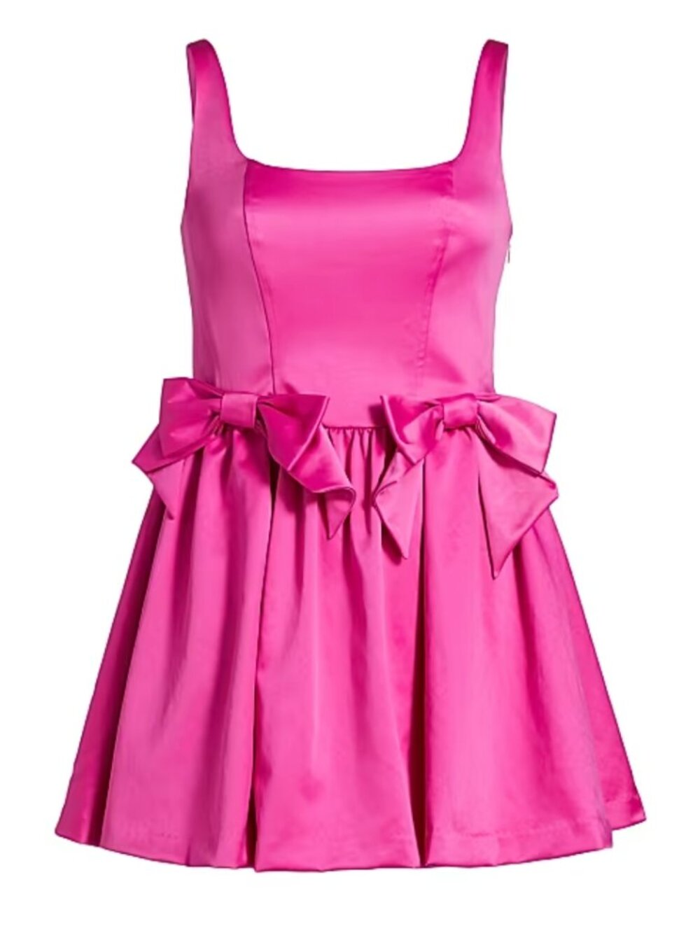 Loveshackfancy Bayer Fuschia Satin Bow mini Dress - 2